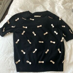 Alive + Olivia black cropped sweater with bows